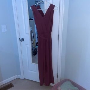 maroon tank top jumpsuit with wide legs